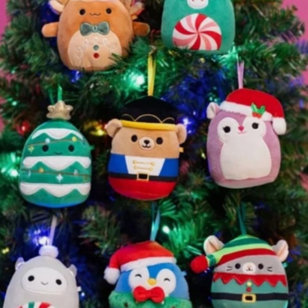 Squishmallows 4” Christmas 2024 Ornament Box Set-8 pk w/ Den the Axolotl